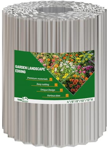 SnugNiture Corrugated Metal Garden Edging,10 x 20' Sturdy Lawn Edging Border,Landscape Edging Border for Lawn, Flower Bed,Garden and Yard