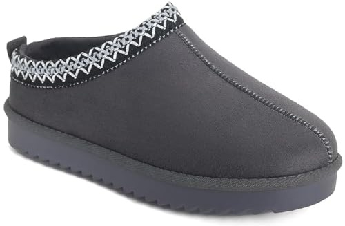 sole london LADIES WOMENS WARM FAUX FUR SLIP ON IN OUT DOOR SLIPPERS SHOES BOOTSF GREY 5
