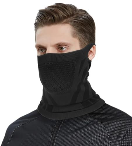2XK-NOV Tour de Cou Hiver pour Homme et Femme, Cache-Cou Élastique Coupe-Vent, Masque Suspendu aux Oreilles, Écharpe à Bouclepour Le Ski, Vélo, Moto, Chasse (noir)