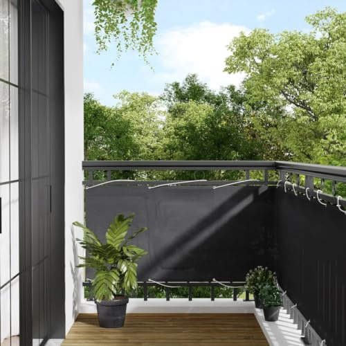 Myheimly Balkon Sichtschutz, Balkonbespannung mit Ösen Seil, Wasserfeste Balkonabdeckung, Balkonverkleidung für Balkon Terrasse,Anthrazit,75 x 700 cm