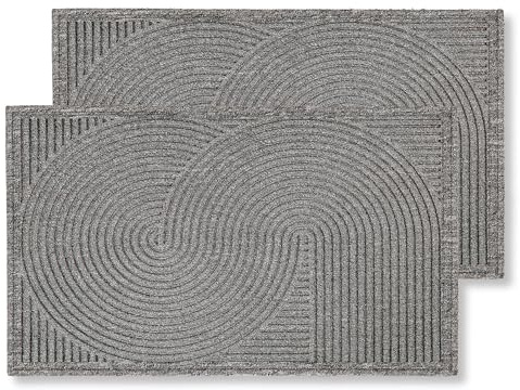Astra Felpudo exterior - Alfombra de suciedad resistente a la intemperie, felpudo antideslizante para entrada y balcón - Alfombra duradera de 2 piezas, 45 x 75 cm Plata