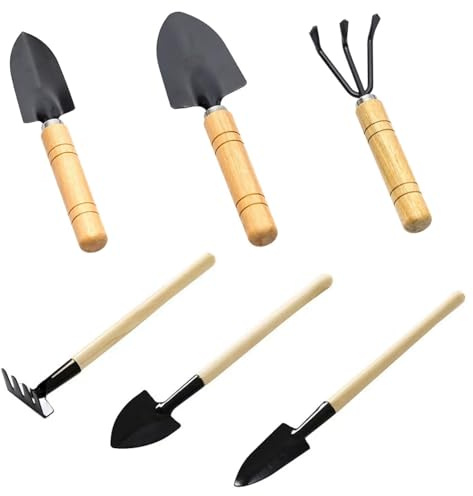 JFangZHZH Herramientas de jardinería Mini,6 Piezas Herramientas multifunción para jardín,Mini Pala y rastrillo para Plantas,Material de pequeño para Jardinería Interiores y Exteriores