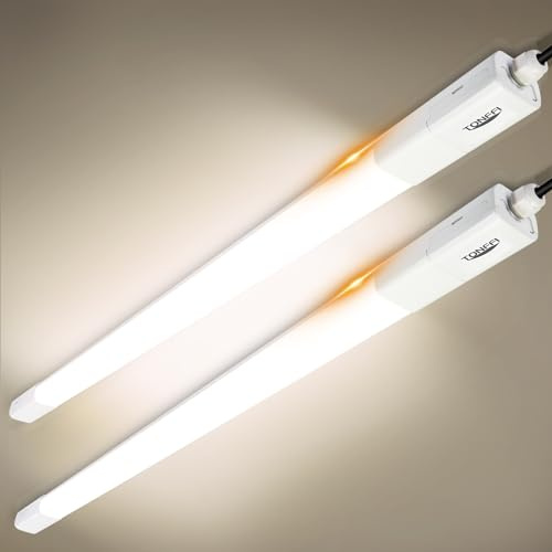 TONFFI 2 Stück LED Feuchtraumleuchte 150CM, LED Röhrenlampe, Verknüpfbar 4000K Neutralweiß 60W 7000LM Feuchtraumlampe Wannenleuchte Deckenleuchte IP65 Wasserfest für Garage Keller Werkstatt Bad Büro