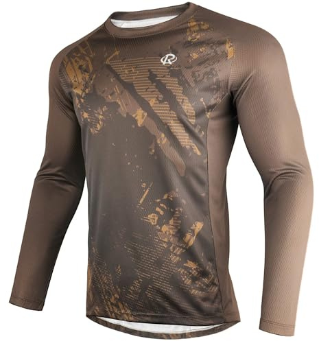 ROTTO Maglia da Uomo a Maniche Lunghe per Mountain Bike MTB Magliette BMX Downhill Traspirante Asciugatura Rapida