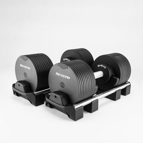 REXGYM Manubrio Regolabile Rex a Carico Variabile Pesi con Scatti da 2 (2-40kg, Coppia)