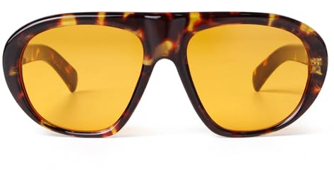 Laurinny Trendy Pilot Sunglasses for Women Men Retro Oversized Flat Top