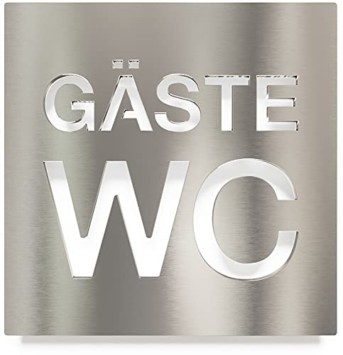 Edelstahl WC-Schild Gäste - selbstklebend & pflegeleicht - Design Toiletten-Schild W-08-E
