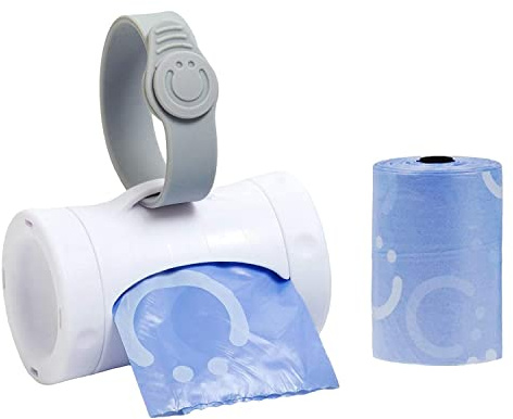 Ubbi Retractable On the Go Bag Dispenser for Baby Travel, Diaper Bag Accessory Must Have for Newborn, Lavender Scented, White