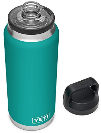 YETI Rambler 36 oz Bottle, Vacuum Insulated, Stainless Steel with Chug Cap, Aquifer Blue