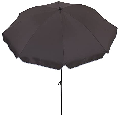 Acamp Sonnenschirm rund ø 240 cm Solaris | Made in EU | Sonnenschutzfaktor (UPF) 50+ | Stahlrohr-Gestell wetterfest | Bezug wasserabweisend | Terrassenschirm mit Knick-Gelenk | Anthrazit