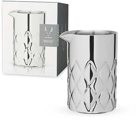 Viski Double Walled Stainless Steel Cocktail Mixing Glass, for Stirring Martinis, Negronis, and More, Ideal for Home Bars, Cocktail Parties, Hosting Occasions, or Gifting, 18.6 oz (550 ml), Set of 1