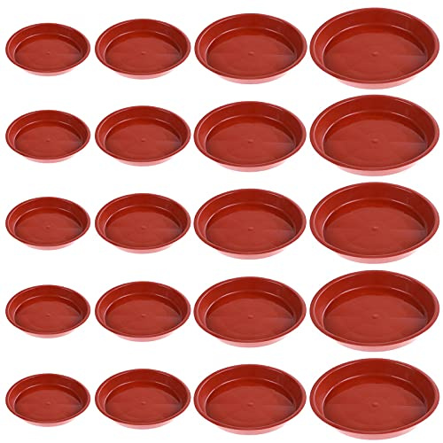 Sqxaldm 20 Pièces Soucoupe Pot Fleur, 11,5/13,5/15,5/17cm Soucoupes pour Plantes en Plastique Rond, Coupelle Pot de Fleur pour Intérieur, Extérieur, Jardin
