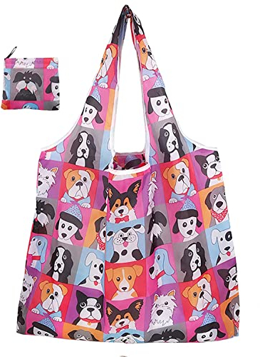 Wiederverwendbare Faltbare Einkaufstasche,Tragbare Einkaufstasche Faltbar Einkaufsbeutel,Umweltfreundliche Einkaufstaschen,Faltbar Einkaufstüten,Waschbar &Strapazierfähig & Leicht(46x60cm)G