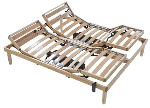 Baldiflex - Somier eléctrico individual 80 x 200 cm ortopédico regulable, elevación eléctrica, bastidor y láminas de madera natural de haya