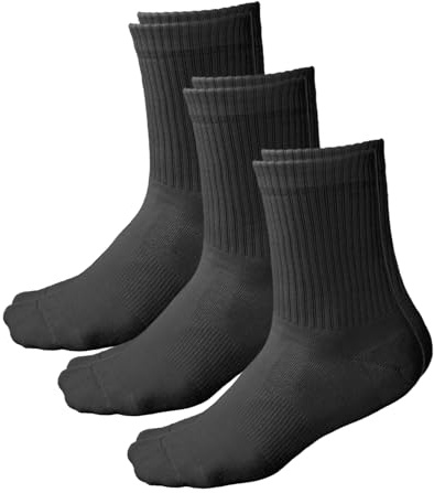 vitsocks Mujer Calcetines Deporte Fibra BAMBÚ Crew (3 PARES) Skate Tenis Finos Antiampollas Deportivos Clasicos, lisos negro, 39-42