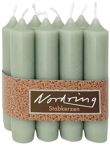Nordring 24 Stück Stabkerzen pastellgrün 2,2 x 11 cm hoch, Unparfümiert