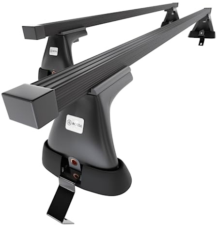 Mossa - Stahl-Dachträger kompatibel mit Audi A6 C8 Limousine (2019- ) - schwarz Dachträger Dachgepäckträger - ohne Montagelemente