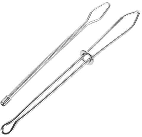 IWOWHERO 2Pcs Thread Guide Set Drawstring Threader and Tweezer Sewing Threading Tool for Elastic and Rope Household Use (Silver)