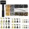 Wisyurt 480 Sets Double Cap Rivets Leathercraft Rivets Tubular 4 Colors 3 Sizes Metal Studs with Fixing Tools for DIY Leather/Craft