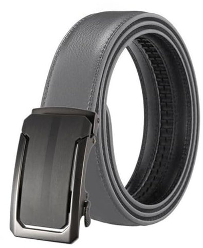 Canarea Gürtel Herren Leder Ratsche Automatik-Gürtel, Schlicht Ledergürtel Männer Leder-Gürtel für Jeans Business Anzug 35mm Breit (Grau, 110 CM)