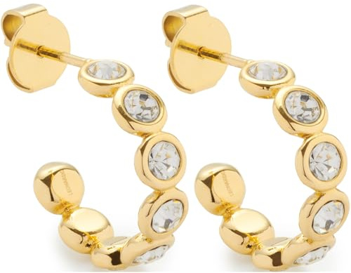 JEWELS BY LEONARDO Ohrstecker Cremona, 1 Paar Steck-Creolen aus goldfarbenem Edelstahl, klare Zirkonia Steinchen, Schmuck Damen Geschenk, 024339