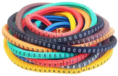 Kabelmärkning, kabelmärkning, etikett, EC-0, 5 000 st. trådmarkörnummer, 0 till 9 kabelhantering, färgad trådisolering, PVC-tråd, organiseringsfodral (EC-0-5000 st färg)