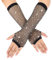Xinjoduz Netzhandschuhe Schwarz Fischnetz Fingerlose Lange Fischgrete Strass Glitzerhandschuhe Handschuhe Silber Mode Metallic Armstulpen Glitzer Fischnetz Für Party Mädchen Karneval 23 cm