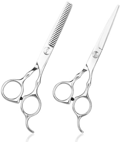 Friseurschere, 2 Stücke 6,7 Zoll Haarschere Set, Edelstahl Haarschneideschere Profi, Hair Scissors für Anfänger, Friseurladen, Friseursalon, Männer, Frauen, Kinder, Haustier