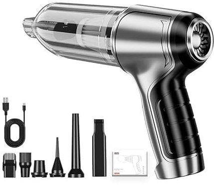 Journeyside Aspirador Mano Potente, 4 en 1 Aspirador de Mano,Mini Aspiradora de Mane de 16000pa, 2000Mah * 2 de Gran Capacidad, Duración de Larga Batería，Adecuada para Uso Doméstico y en Coche