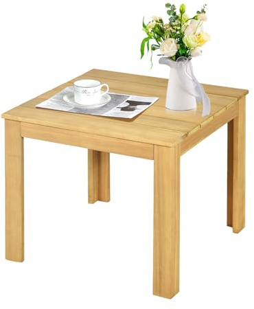 KOMFOTTEU Gartentisch aus Akazienholz, Beistelltisch quadratisch, Seitentisch 45 x 45 x 41 cm, Balkontisch klein für Garten, Balkon, Terrasse