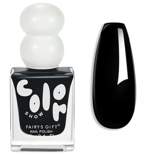 Black Nail Polish - Quick Dry Black Nail Varnish - High Glossy Shine Dark black Nail Varnish, Long Lasting Chip Resistant Nail Polish for Salon Quality Shiny Manicure, Fast Drying Elegant Finish