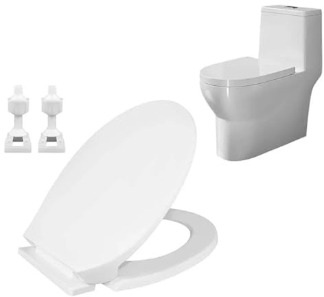 Tapa de inodoro cuadrada liberación rápida, blanca, con cierre suave, ajustable 360°, bisagras, estándar, asiento for Para Baños Modernos