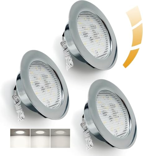 Sweier luminaires pour Meuble LED Dimmable 230V, 5W LED Encastrable 4500K Blanc Neutre, 20mm Extra Plat Spots, Trou 55-58mm Spots Encastrables pour Meuble Plat, Hotte de Cuisine, Set de 3