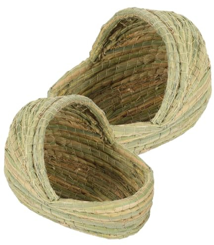 Toddmomy Lot de 2 Nids en Paille Tressée pour Poulailler Taille Moyenne et Petite Nid pour Poule Pondeuse et Petits Animaux de Compagnie Cabane Naturelle et Confortable pour Ponte et