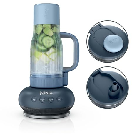 Ninja BlendBoss Batidora con vaso portátil, batidora individual con vaso extraíble, 3 preajustes automáticos, color ciberespacio DB351EUCY