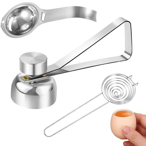 3 Stück Eiertrenner Set, Eierköpfer und Eiersollbruchstellenverursacher, Eigelbtrenner Edelstahl mit Hängendem Ohr-Design für einfache Aufbewahrung, Ideal für Backen und Küche