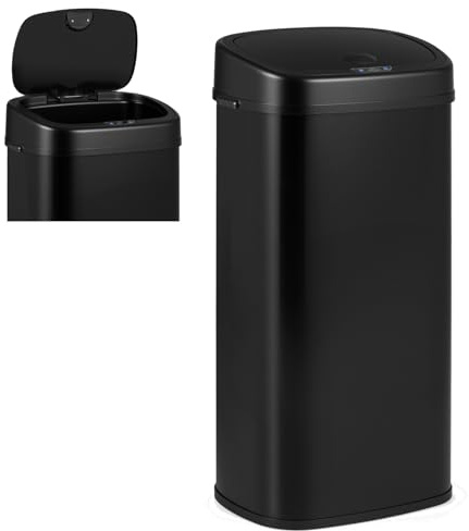 COSTWAY 58L/68L Automatic Kitchen Bin, Dual-Zone Touchless Infrared Motion Sensor Waste Bin with Soft Closure Lid, Anti-Fingerprint Smart Garbage Trash Can for Home Bathroom (68L)