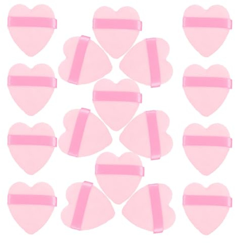 IMIKEYA Borlas de Polvo para Maquillaje 50 Piezas, Esponjas Suaves en Forma de Corazón, Color Rosa, para Polvo Suelto y Base, Accesorio Facial para Aplicación Uniforme Irritación