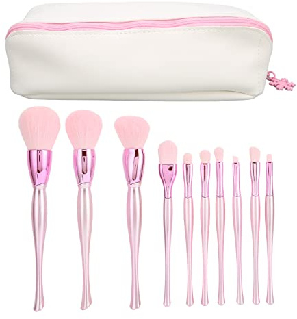 Makeupborstset 10 st mjuka hårborstar bekvämt grepp pulver ögonskugga borstar rosa