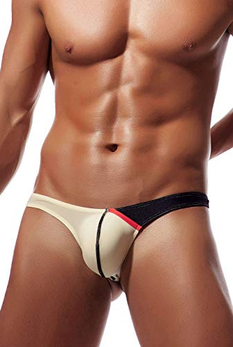 Newsywell Herr is silke string bikini låg stigning mjuka kalsonger underkläder, Hudfärg, XL