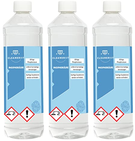 Die Seifenblase Cleanerist Phosphorsäure 85% I H3PO4 - E338 I Rostumwandler I Kalklöser I Urinsteinlöser I 3x1 Liter