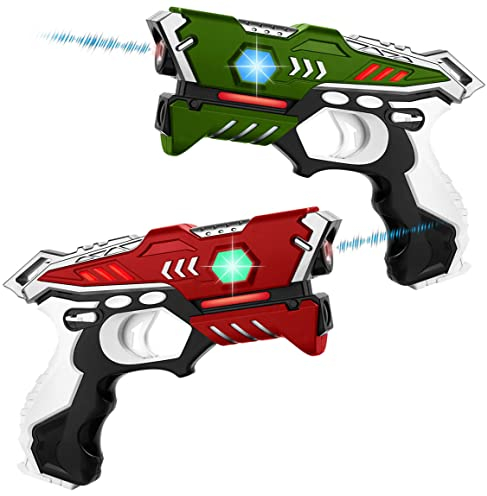 KidsTag Laser Tag Set: 2 Laserpistolen - Lasertag Spiel Set (Rot und Grün) für Kinder Ab 6 Jahren