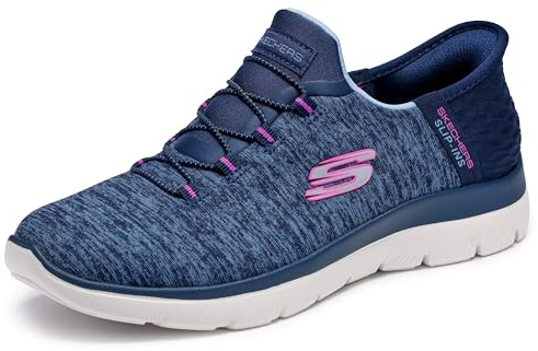 Skechers Femme Summits Dazzling Haze Slip-In ENTRAINEUSE, Navy Mesh/Purple Trim, 41 EU