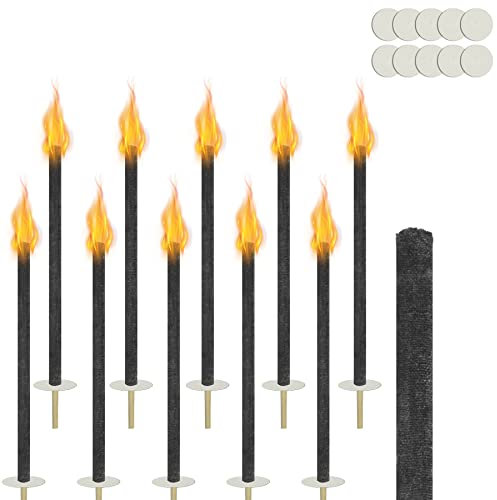 SUBTLETY 10 Pièces Torches de Cire avec Protection des Mains Temps de Combustion 100 min Torche de Jardin avec Protection des Mains et Poignée Extra Longue pour Jardin Camping Randonnée Nocturne