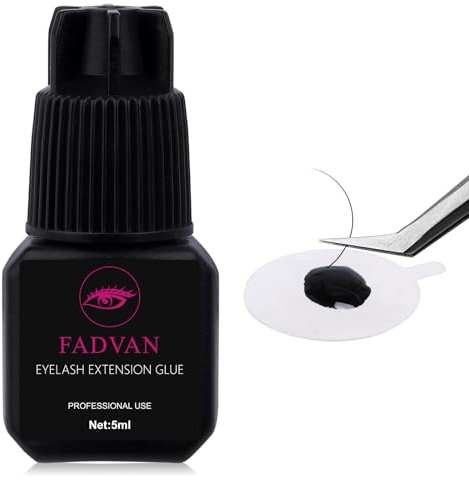 FADVAN Colla per Ciglia è Adatto per La Maggior Parte delle Ciglia | Adesivo Nero per Estensione Ciglia ad Asciugatura Rapida 5ML