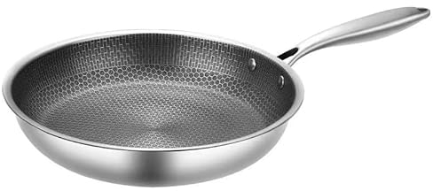 LeFroom 30cm Stainless Steel Scratch Resistant Nonstick Frying Pan, with Honeycomb Carving, Induction Skillet Compatible with All Cooktops, Stay-Cool Handle