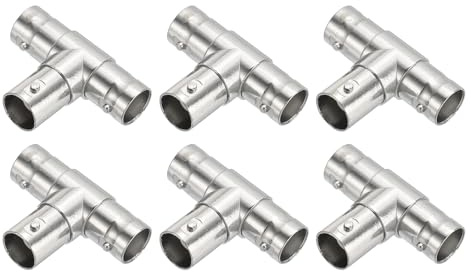 PATIKIL Adaptateur Bnc Femelle vers Bnc Double Femelle, 6 Pièces Diviseur de Câble 3 Voies pour Antenne Cctv Dvr Caméra, Argent