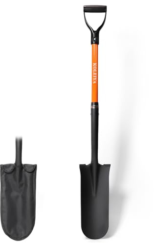 KOLEIYA 45-Inch Heavy Duty Orange Fiberglass Handle Drain Spade Shovel.Sharp Shooter Digging Shovel for Gardening,Planting and Trenching.Durable Spade Shovel for Heavy Duty Digging and Drainage