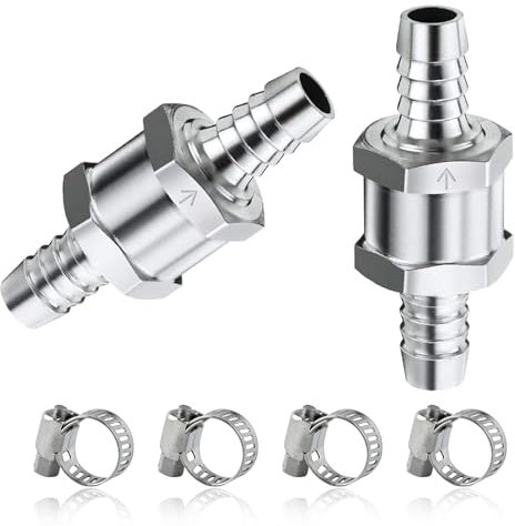 Yuentoen 2 válvulas antirretorno de 16 mm, válvula antirretorno para combustible, válvula antirretorno de combustible, válvula de aluminio para gasolina, agua, cromo, coche, sistema de baja presión
