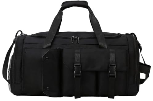 Borsa da palestra da donna, grande, impermeabile, organizer per vestiti, scarpe da ginnastica, asciugamani, guanti, corde per saltare, fasce per interni e viaggi, Nero , Refer to description, Unisex